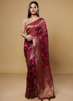 Purple Organza Saree With Blouse Piece