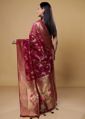 Purple Organza Saree With Blouse Piece