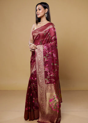 Purple Organza Saree With Blouse Piece