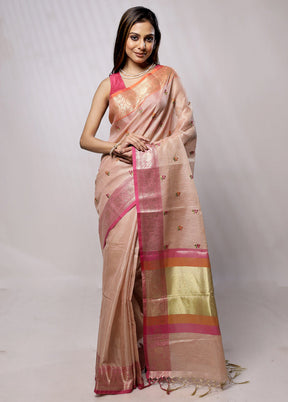 Pink Tissue Silk Saree With Blouse Piece