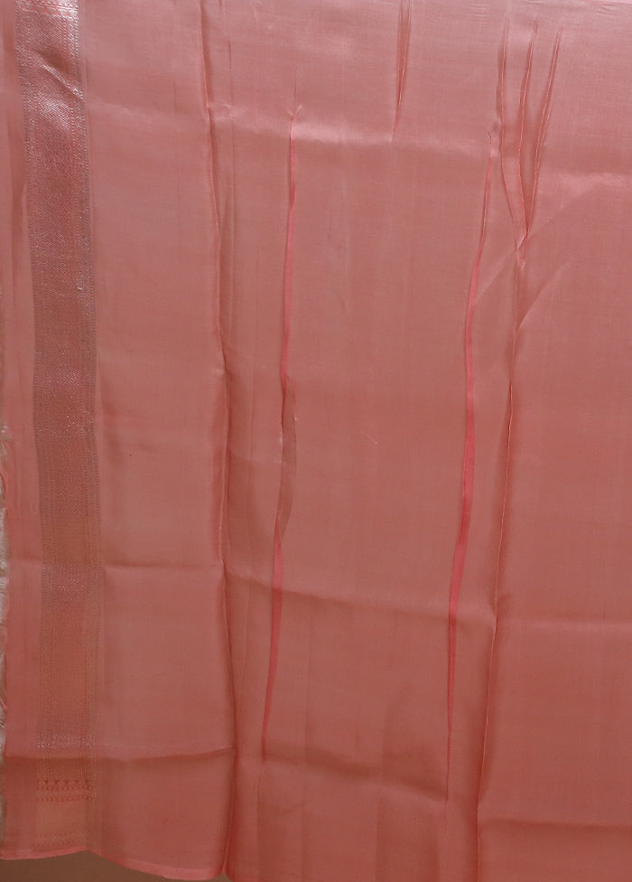 Pink Handloom Pure Organza Saree With Blouse Piece