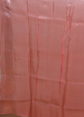 Pink Handloom Pure Organza Saree With Blouse Piece