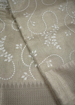 Cream Tissue Silk Saree With Blouse Piece - Indian Silk House Agencies