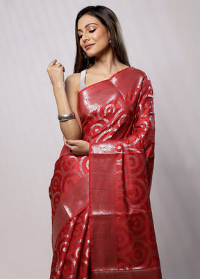 Red Kora Silk Saree With Blouse Piece - Indian Silk House Agencies