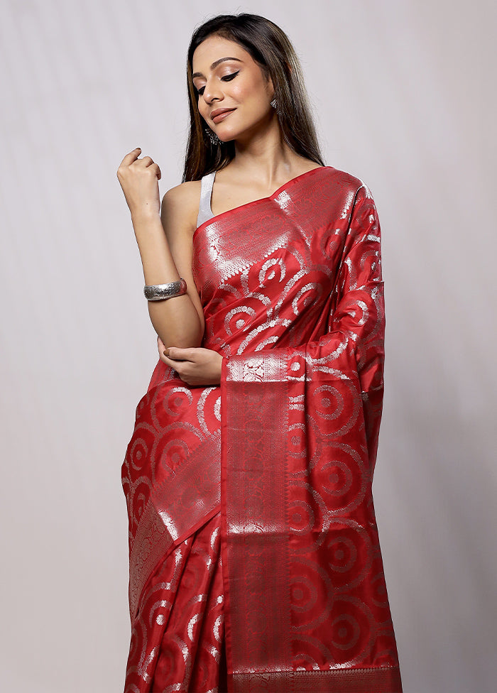 Red Kora Silk Saree With Blouse Piece - Indian Silk House Agencies