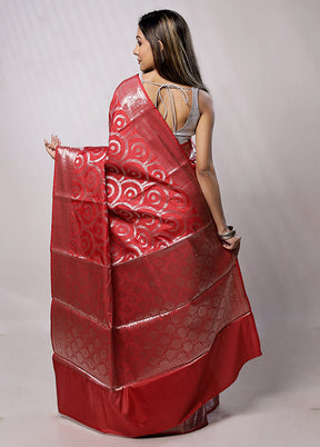 Red Kora Silk Saree With Blouse Piece - Indian Silk House Agencies