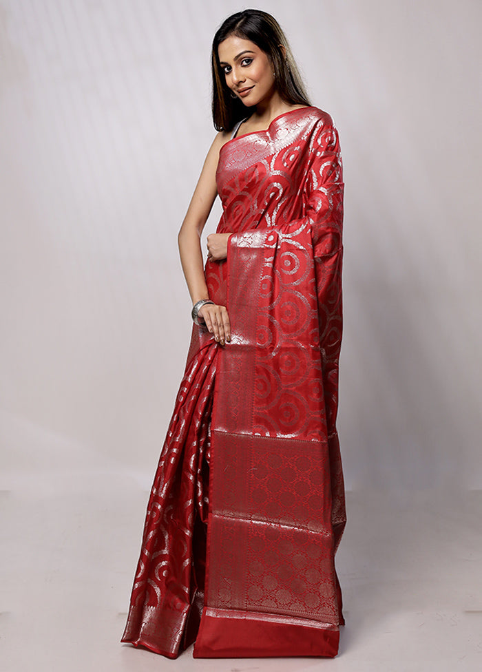 Red Kora Silk Saree With Blouse Piece - Indian Silk House Agencies