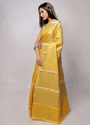 Yellow Kora Silk Saree With Blouse Piece