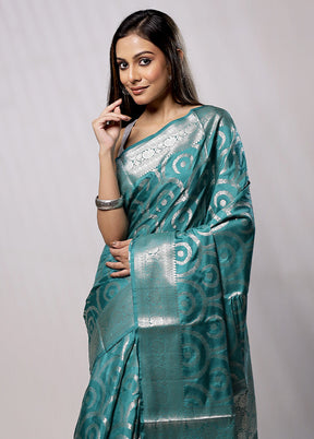 Green Kora Silk Saree With Blouse Piece - Indian Silk House Agencies