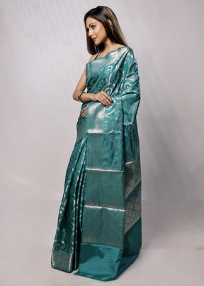 Green Kora Silk Saree With Blouse Piece - Indian Silk House Agencies