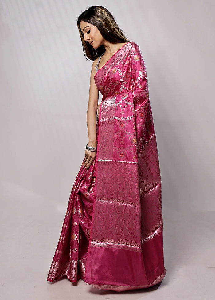 Pink Kora Silk Saree With Blouse Piece - Indian Silk House Agencies