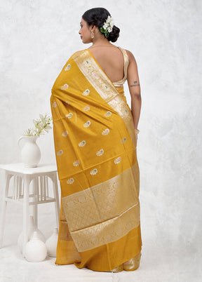 Yellow Pure Cotton Saree Without Blouse Piece - Indian Silk House Agencies