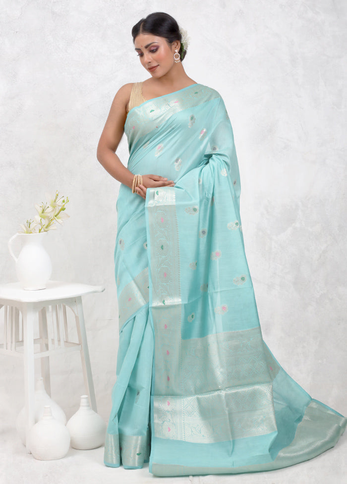 Green Pure Cotton Saree Without Blouse Piece - Indian Silk House Agencies