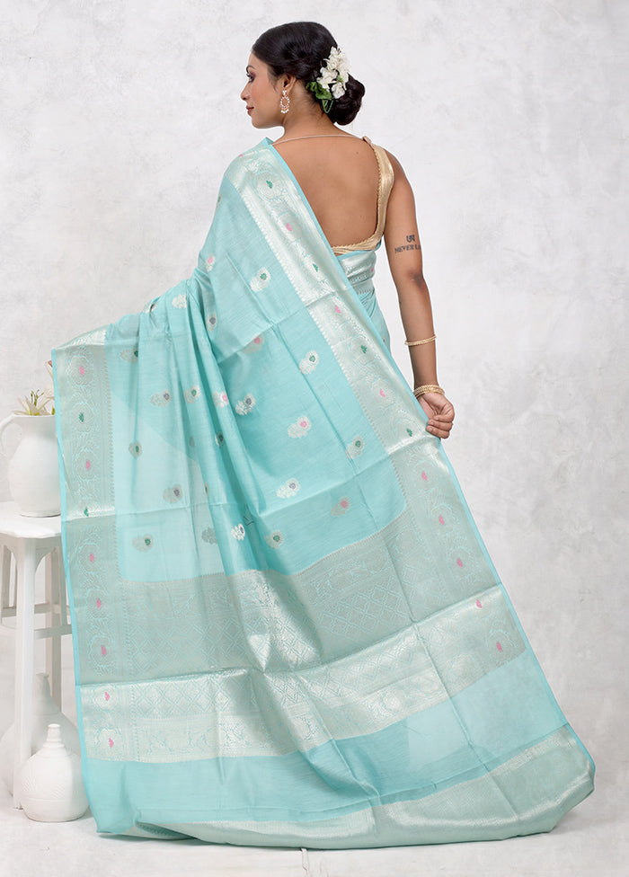 Green Pure Cotton Saree Without Blouse Piece - Indian Silk House Agencies