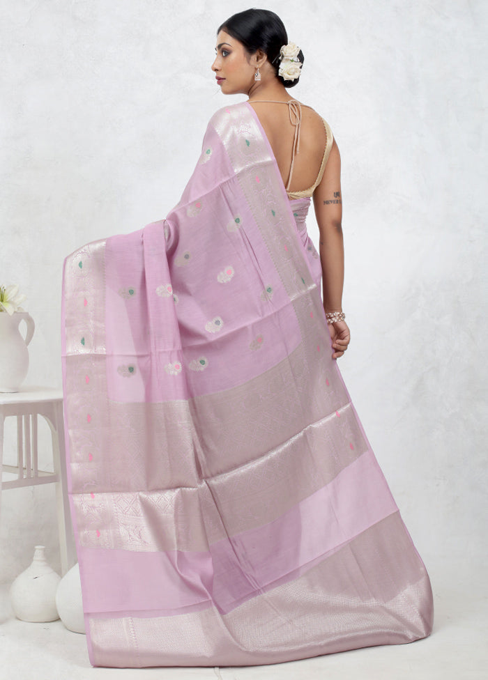 Pink Pure Cotton Saree Without Blouse Piece - Indian Silk House Agencies