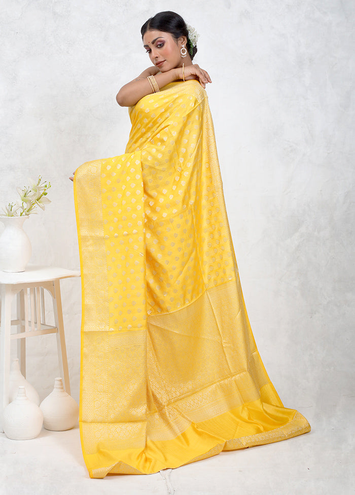 Yellow Pure Cotton Saree Without Blouse Piece - Indian Silk House Agencies