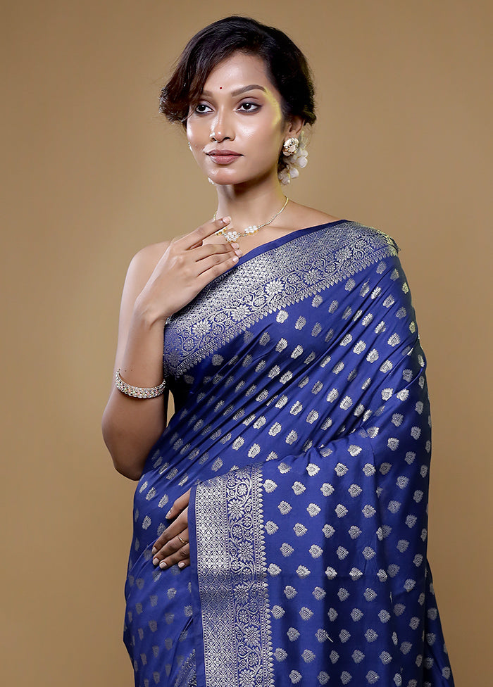 Blue Pure Cotton Saree With Blouse Piece