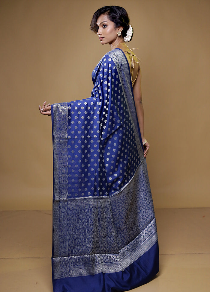 Blue Pure Cotton Saree With Blouse Piece