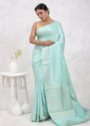 Green Pure Cotton Saree With Blouse Piece