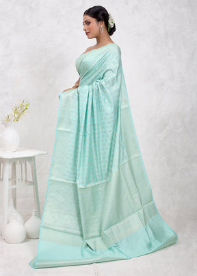 Green Pure Cotton Saree Without Blouse Piece - Indian Silk House Agencies