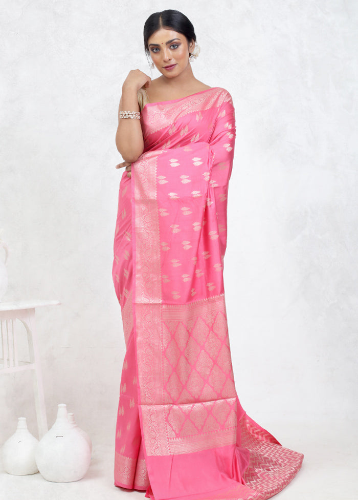 Pink Pure Cotton Saree Without Blouse Piece - Indian Silk House Agencies