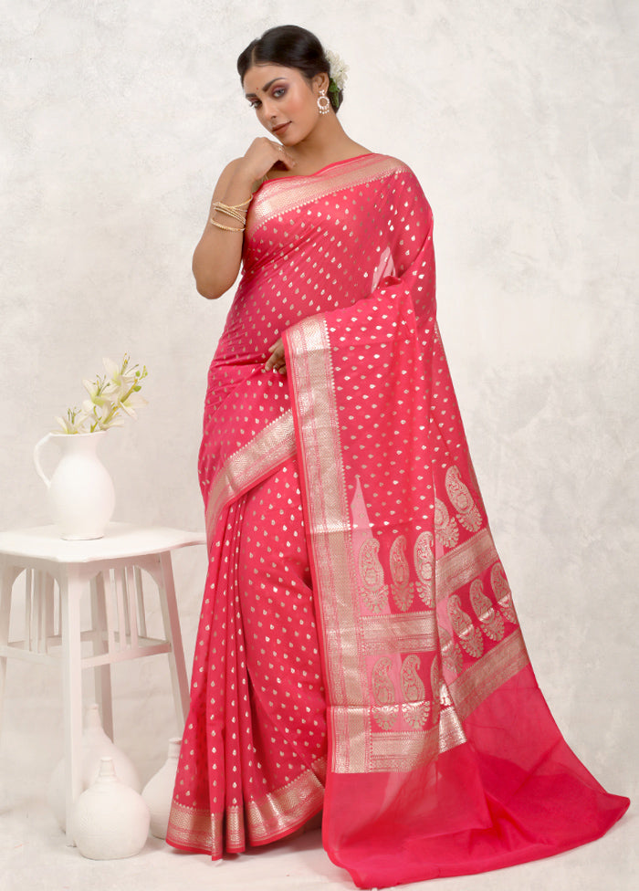 Pink Pure Cotton Saree With Blouse Piece