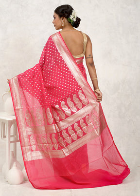 Pink Pure Cotton Saree Without Blouse Piece - Indian Silk House Agencies