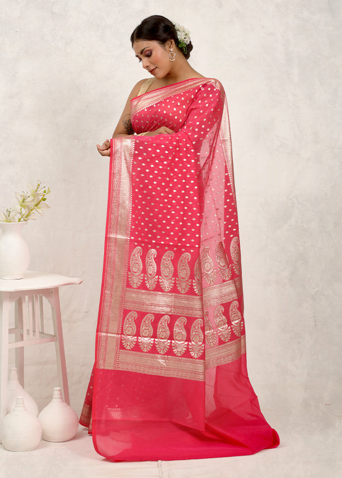 Pink Pure Cotton Saree Without Blouse Piece - Indian Silk House Agencies