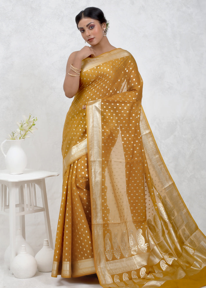 Yellow Pure Cotton Saree Without Blouse Piece - Indian Silk House Agencies