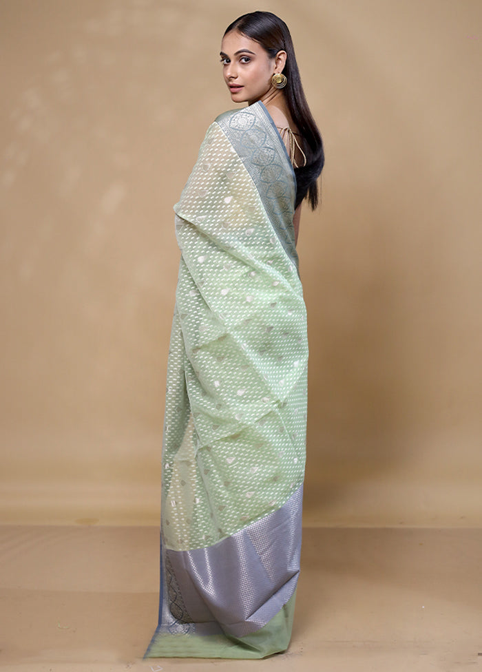 Green Kora Silk Saree With Blouse Piece