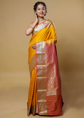 Yellow Kanjivaram Silk Saree With Blouse Piece