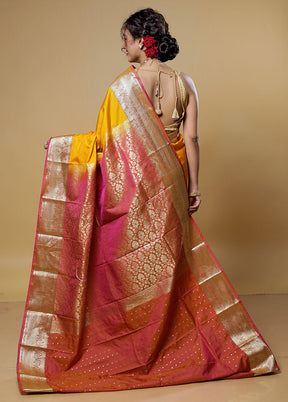 Yellow Kanjivaram Silk Saree With Blouse Piece