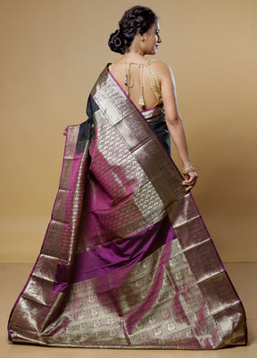 Black Kanjivaram Silk Saree With Blouse Piece