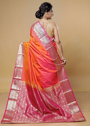 Pink Kanjivaram Silk Saree With Blouse Piece