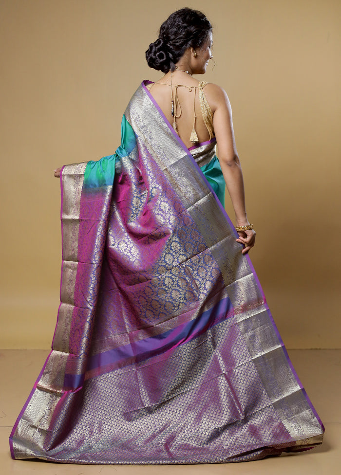 Green Kanjivaram Silk Saree With Blouse Piece