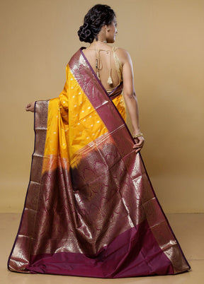 Yellow Kanjivaram Silk Saree With Blouse Piece