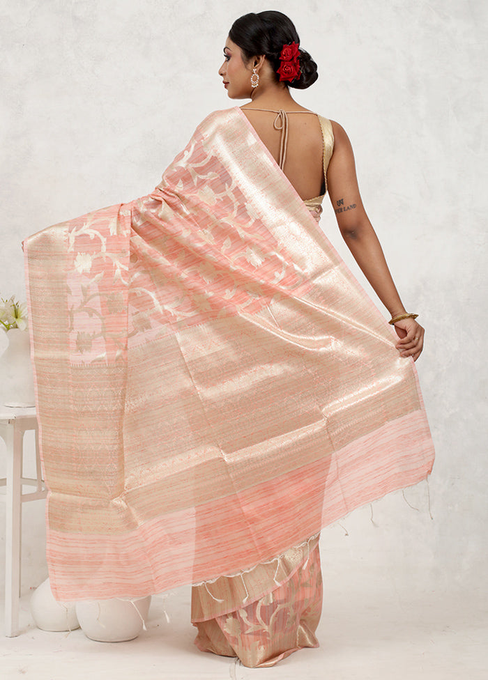 Pink Kora Silk Saree Without Blouse Piece - Indian Silk House Agencies