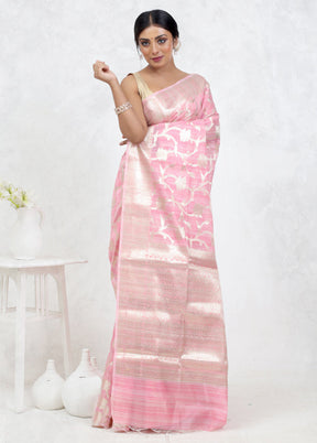 Pink Kora Silk Saree Without Blouse Piece - Indian Silk House Agencies