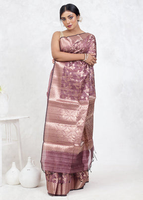 Pink Kora Silk Saree Without Blouse Piece - Indian Silk House Agencies