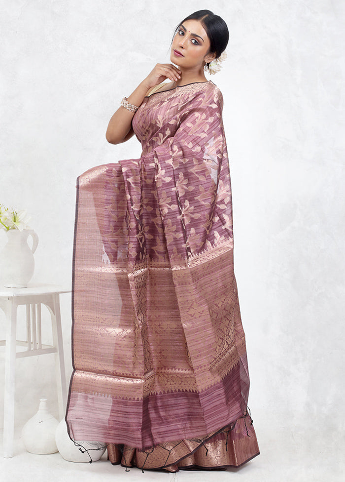 Pink Kora Silk Saree Without Blouse Piece - Indian Silk House Agencies