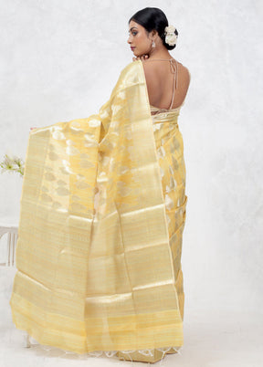 Yellow Kora Silk Saree Without Blouse Piece - Indian Silk House Agencies