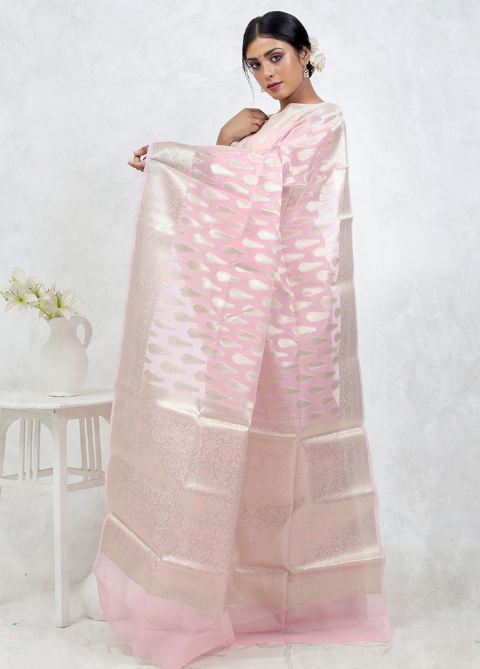 Pink Kora Silk Saree Without Blouse Piece - Indian Silk House Agencies