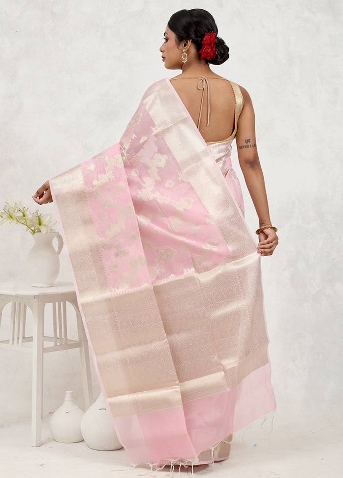 Pink Kora Silk Saree Without Blouse Piece - Indian Silk House Agencies