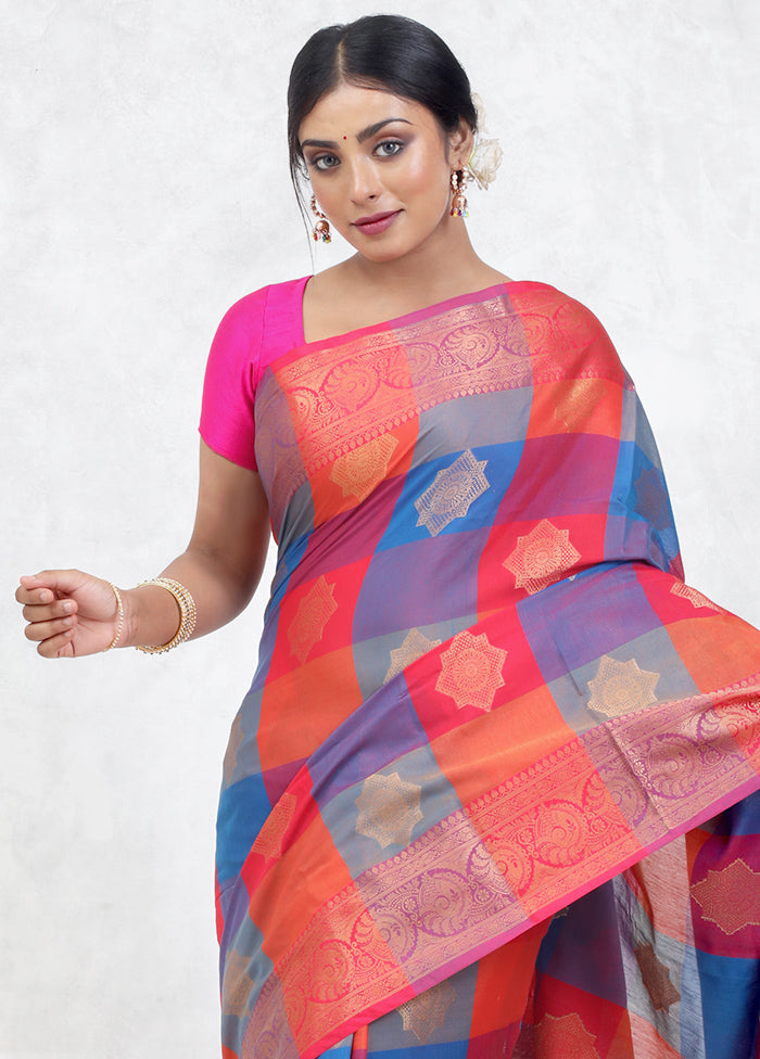 Pink Kora Silk Saree Without Blouse Piece - Indian Silk House Agencies