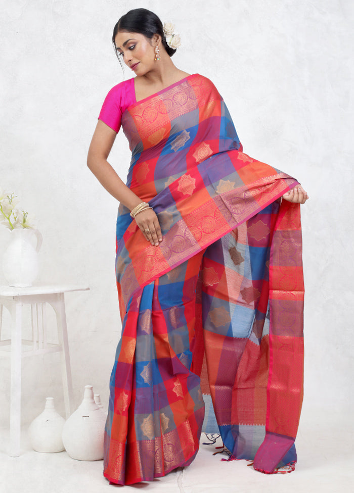 Pink Kora Silk Saree Without Blouse Piece - Indian Silk House Agencies