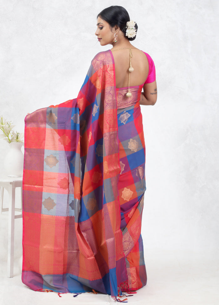 Pink Kora Silk Saree Without Blouse Piece - Indian Silk House Agencies