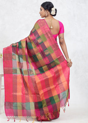 Green Kora Silk Saree Without Blouse Piece - Indian Silk House Agencies