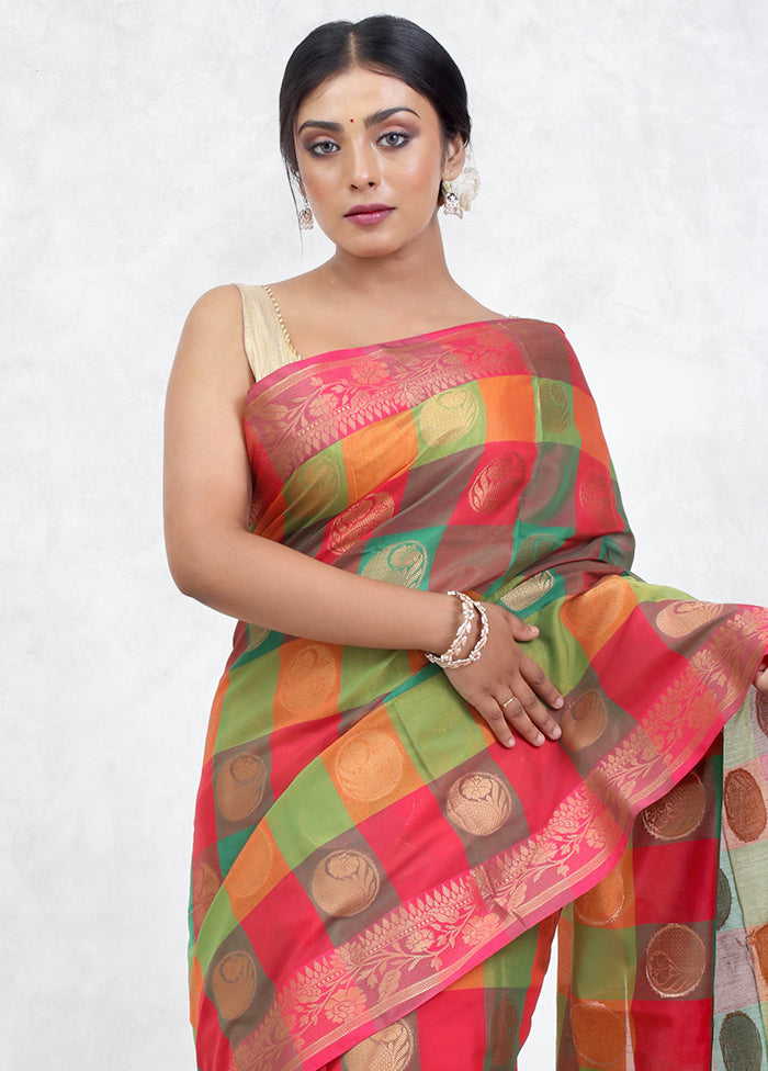 Green Kora Silk Saree Without Blouse Piece - Indian Silk House Agencies