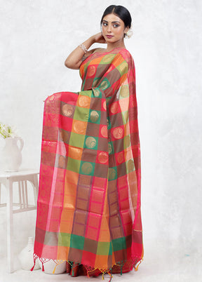 Green Kora Silk Saree Without Blouse Piece - Indian Silk House Agencies