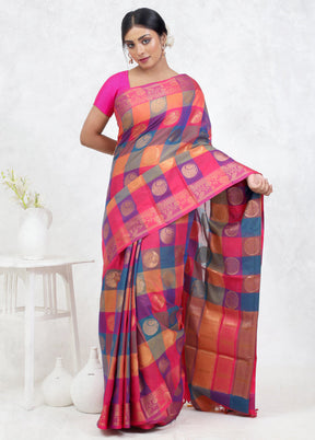 Pink Kora Silk Saree Without Blouse Piece - Indian Silk House Agencies